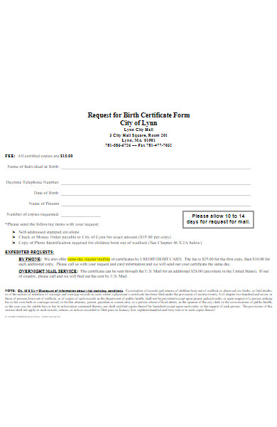 request for birth certificate form
