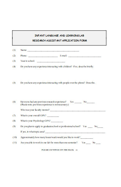 research assistant application form example