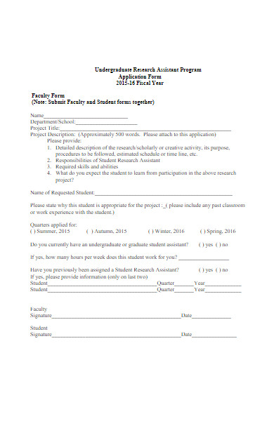research assistant program application form