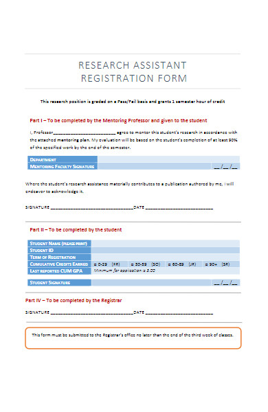 research assistant registration form