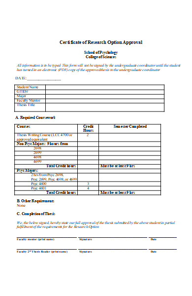 research option approval form