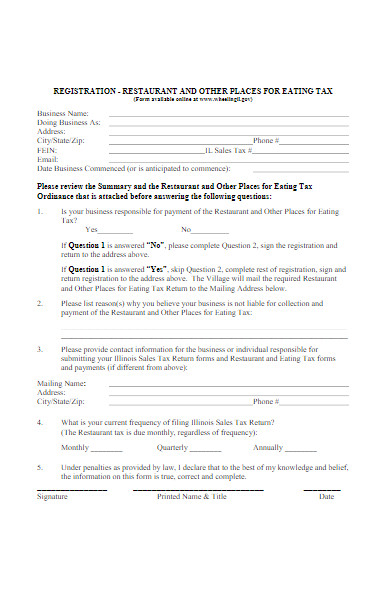 FREE 30+ Restaurant Forms in PDF | MS Word