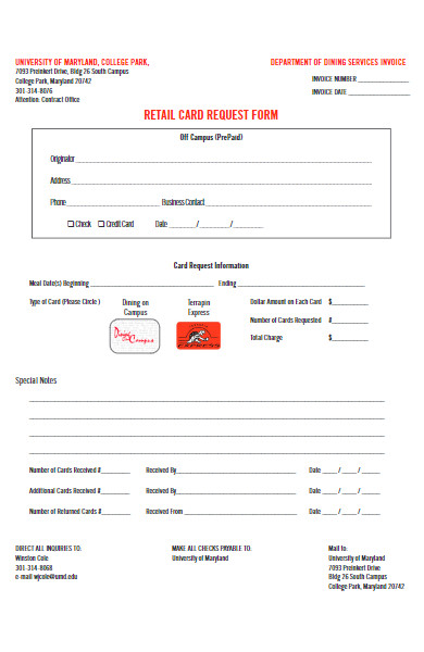 retail card request form