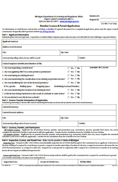 retailer license and permit application form
