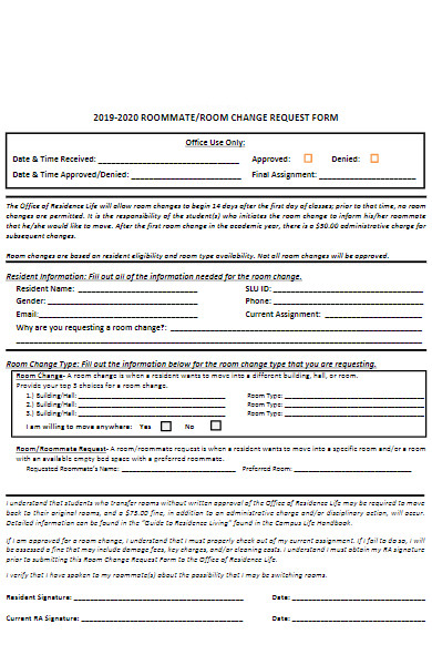roommate change request form