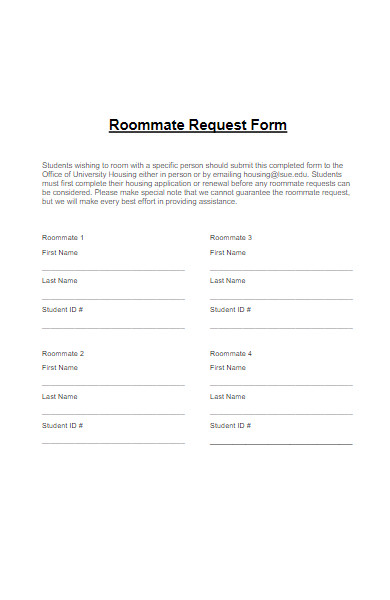roommate request form