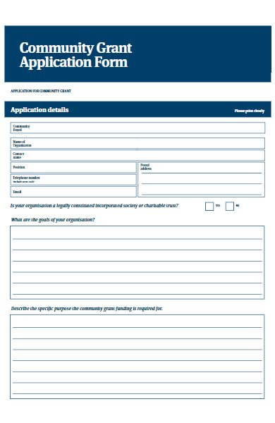 sample community grant application form