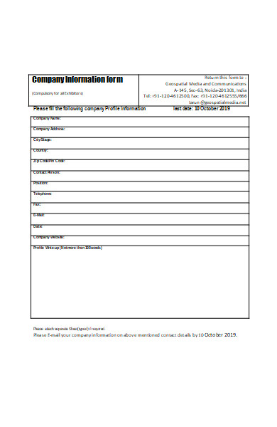 sample company information form
