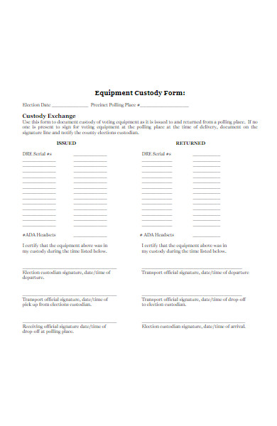 sample equipment custody form