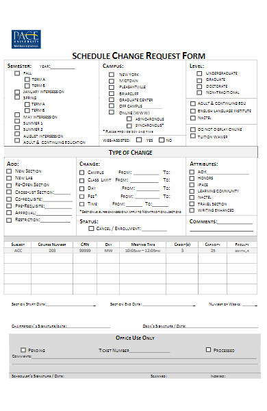 schedule change request forms
