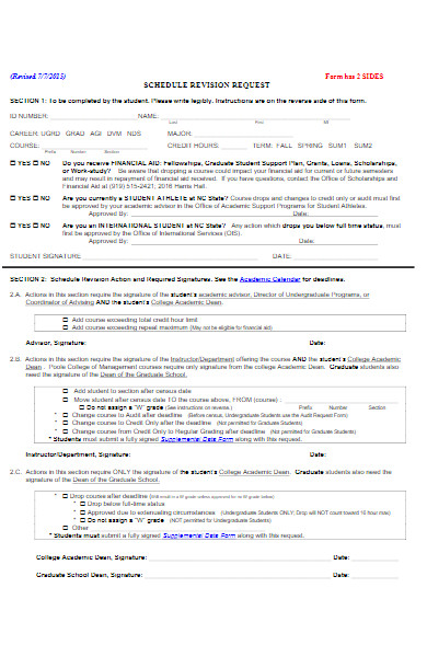 schedule revision request form