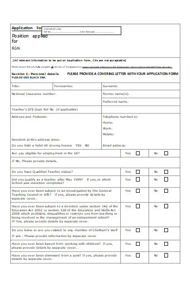 school music recuitment application form
