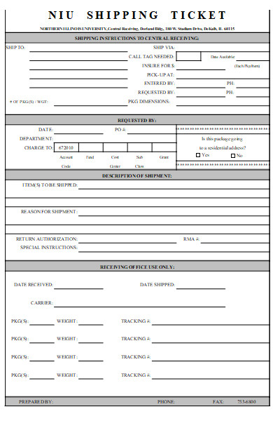 shipping ticket form