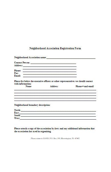 simple association registration form