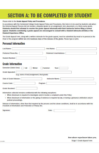 student grade appeal form