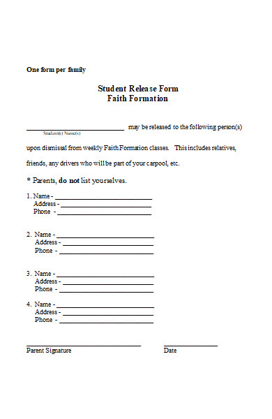 student release forms