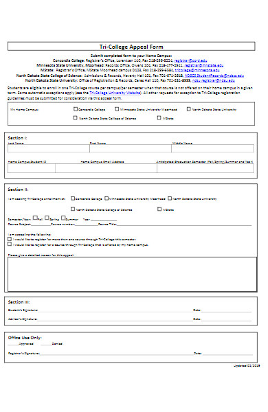 tri‐college appeal form