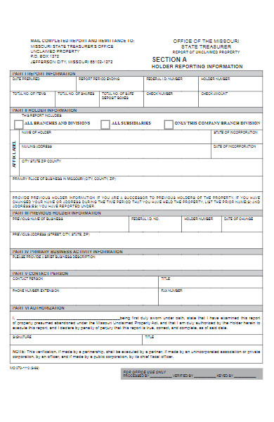 unclaimed property claim report form