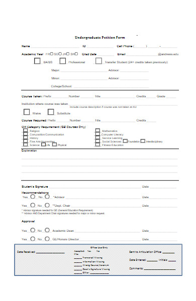 undergraduate petition form