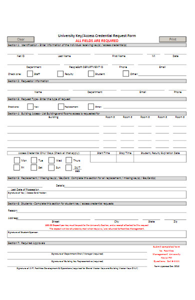 university access credential request form
