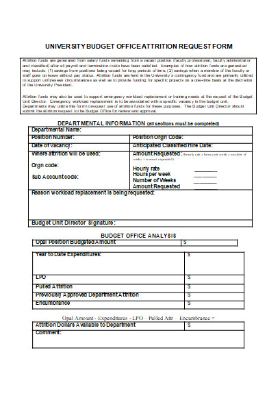 university budget office attrition request form