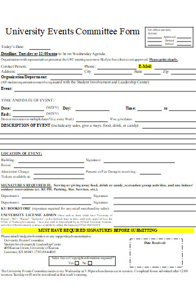 university events committee form
