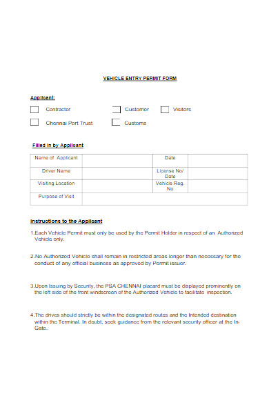 vehicle entry permit form