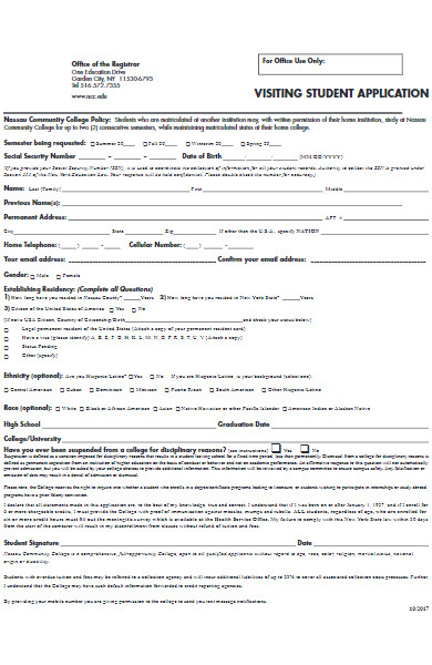 visiting student application forms