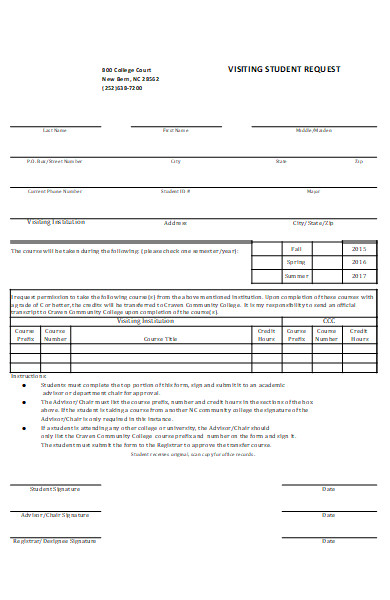visiting student request forms