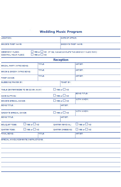 FREE 50+ Music Forms in PDF | MS Word | MS Excel