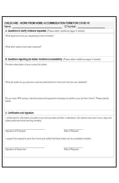 work from home accommodation request form