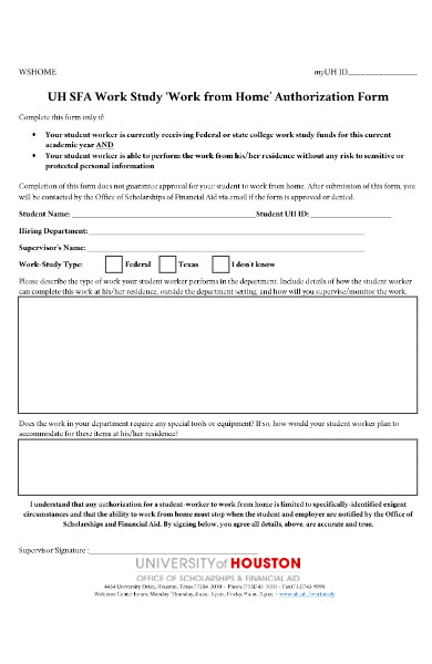 work from home authorization form in pdf