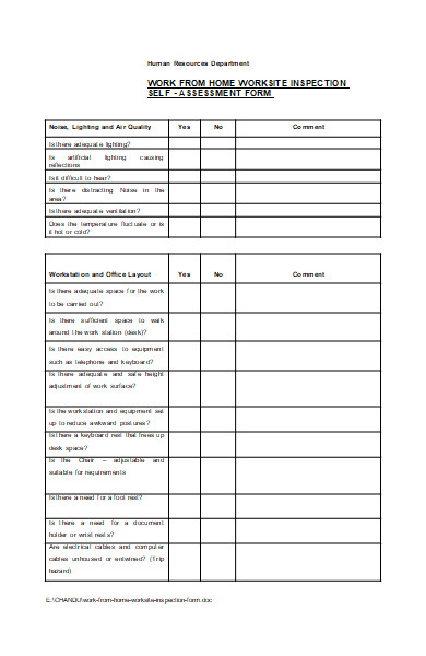work from home worksite inspection form