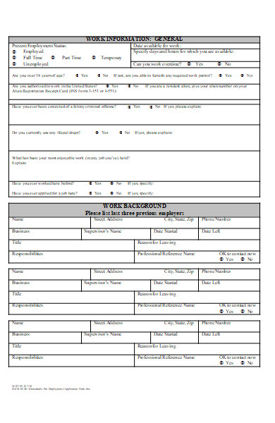 work information form