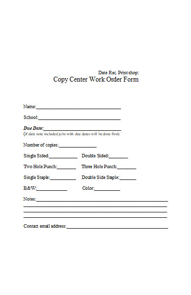 work order application form