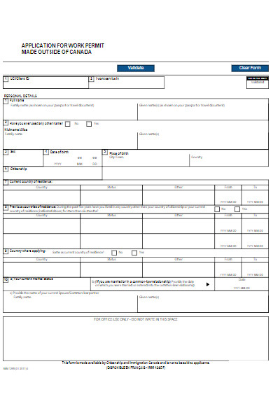 work permit form