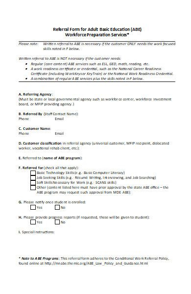 workforce referance form