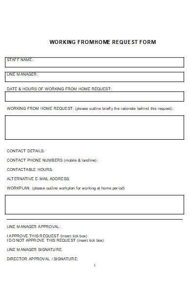 working from home request form