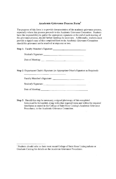 academic grievance process form