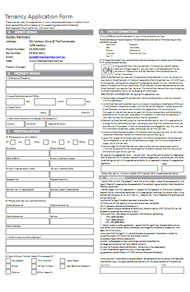 agency tenancy application form