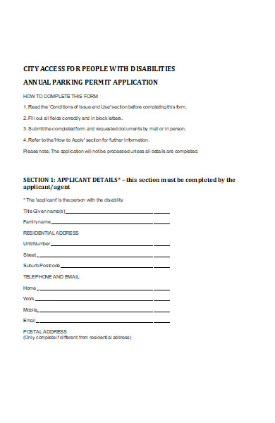 annual parking permit application form