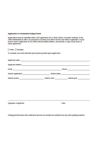 application for residential parking permit form