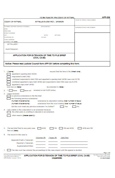application form for extension of time