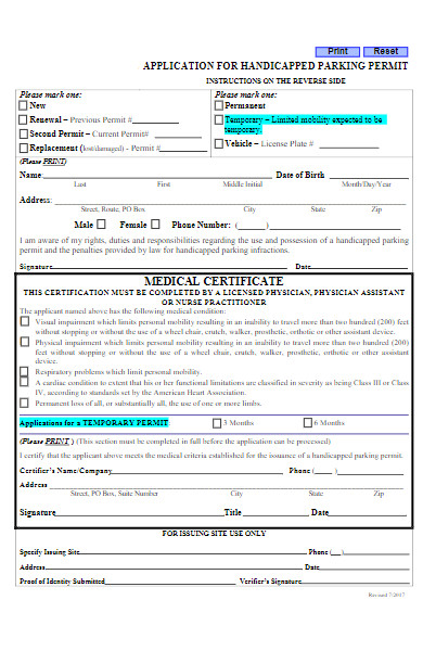 application for handicapped parking permit form