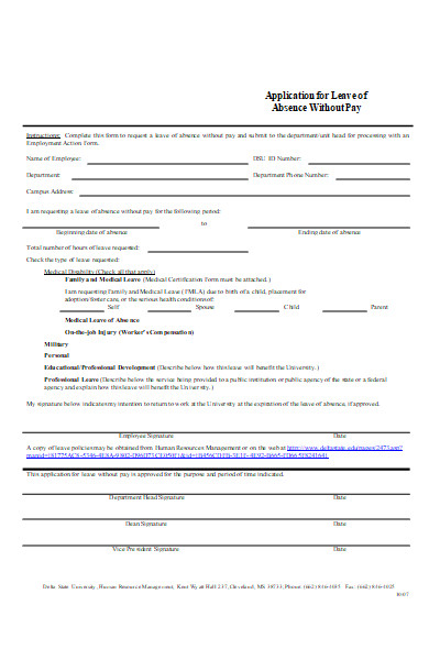 application for leave of without pay form
