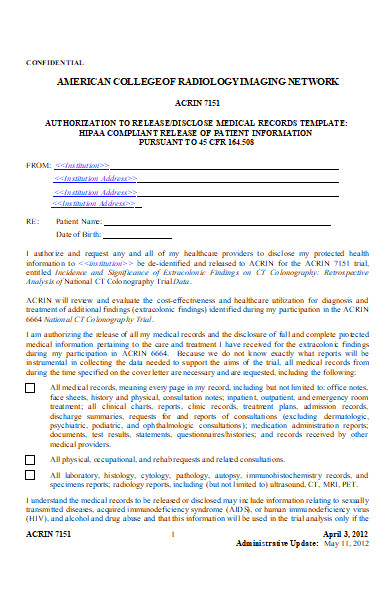 authorization to release medical records template