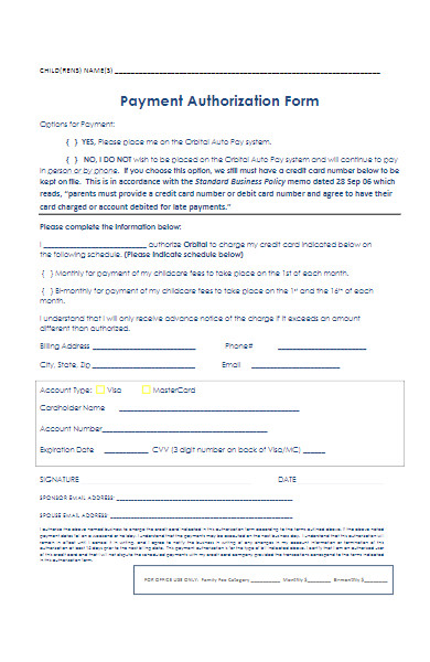 FREE 50+ Payment Authorization Forms Download – How to Create Guide, Tips