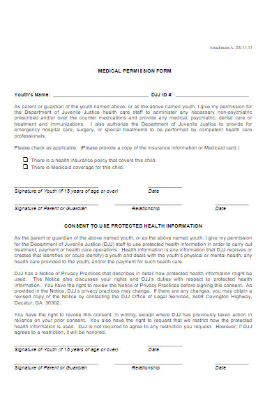 basic medical permission form