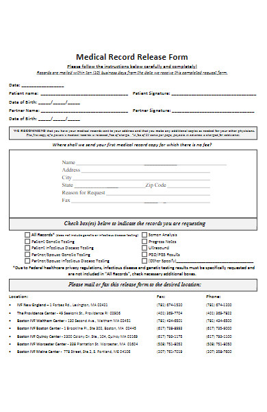 basic medical record release form
