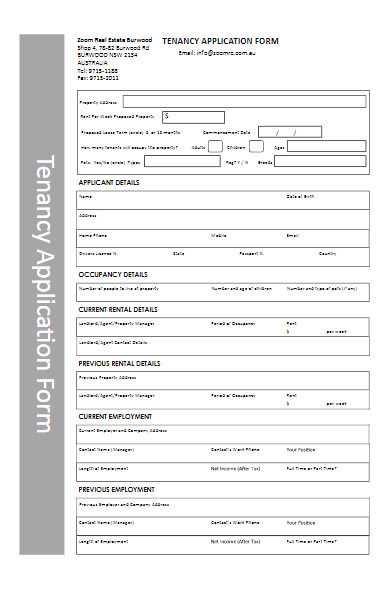 basic tenancy application form